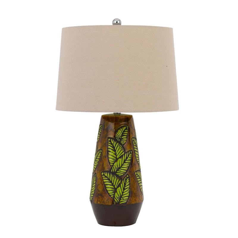 Cal Lighting 150W 3 Way Table Lamp With Hardback Drum Shade, Cocoa - 17"Wx330.00"Dx28.5"H