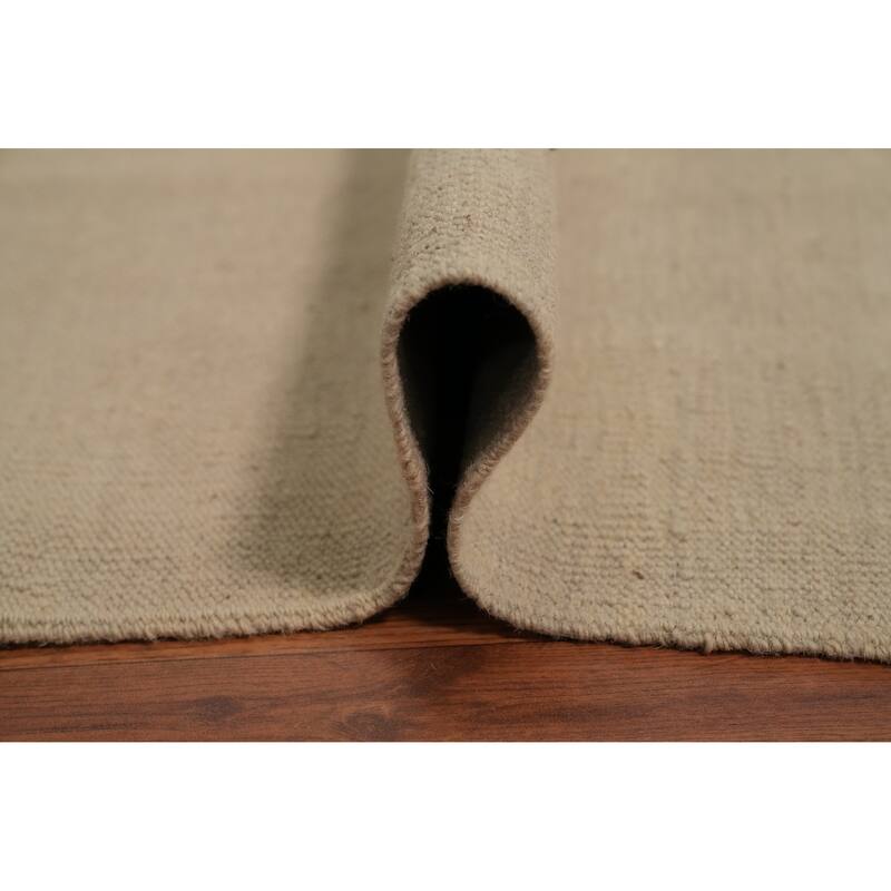 Hand Woven Oriental 100% Wool Carpet Southwestern Tribal Beige & Ivories Kilim Area Rug - 9' 1'' X 5' 11''