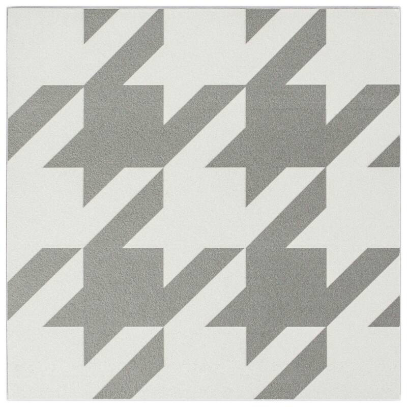 Cruz Bay Studio MKT61121 Felix - 7" x 7" Encaustic Floor and Wall Tile - Greyscale Matte