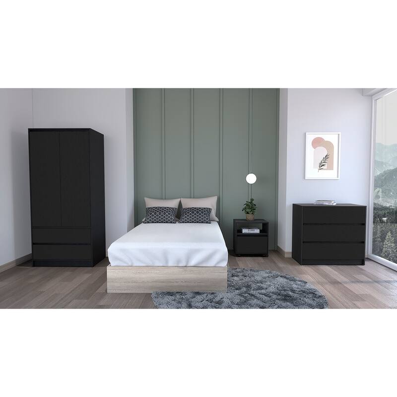 Beloit 3 Piece Bedroom Set,Nightstand + Dresser+ Armoire