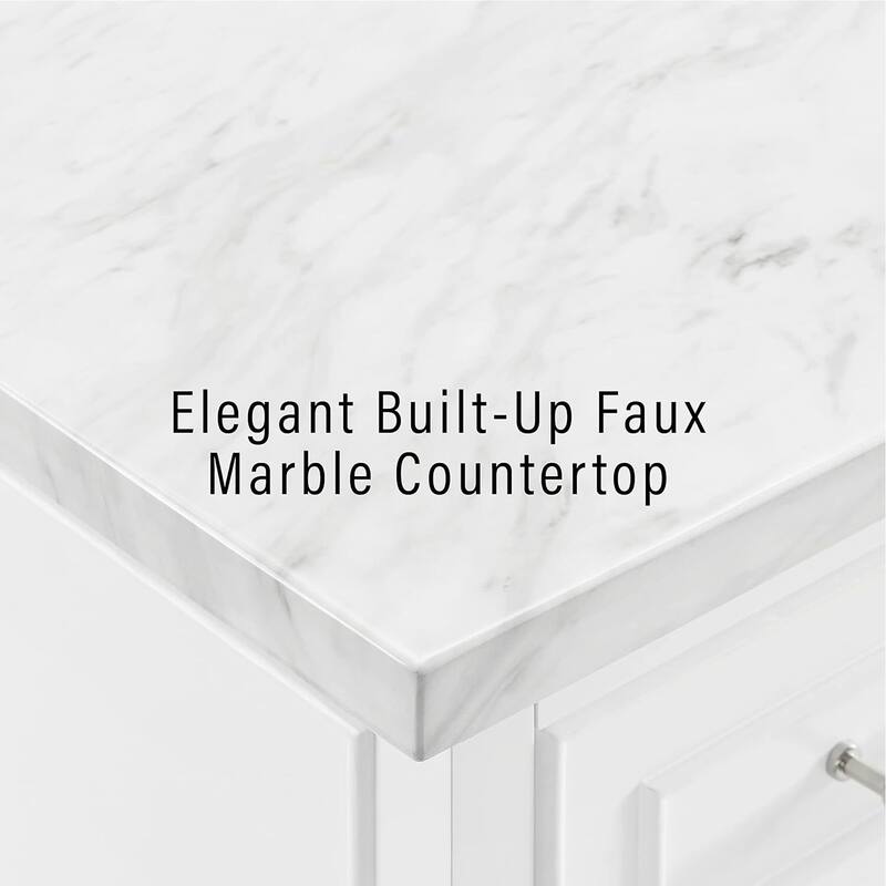 Kitchen Island with Storage & Marble Top - Rolling Cart for Dining & Prep