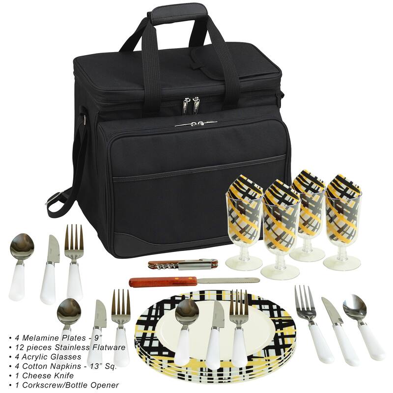 Picnic at Ascot Equipped Cooler Bag for 4 on Wheels