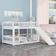 preview thumbnail 1 of 8, Kids Low Bunk Beds w/ Slide, Bed Ladders & Guard Rails,White,Twin White - Twin