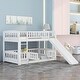 preview thumbnail 1 of 78, Pine Bunk Bed with Slide and Fence Door Twin over Twin - White