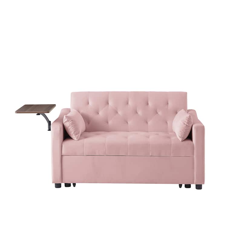Loveseat Sofa with Tufted Back, Convertible Sleeper Sofa Bed with Pull-Out Bed, Upholstered Sofa Bed for Living Room
