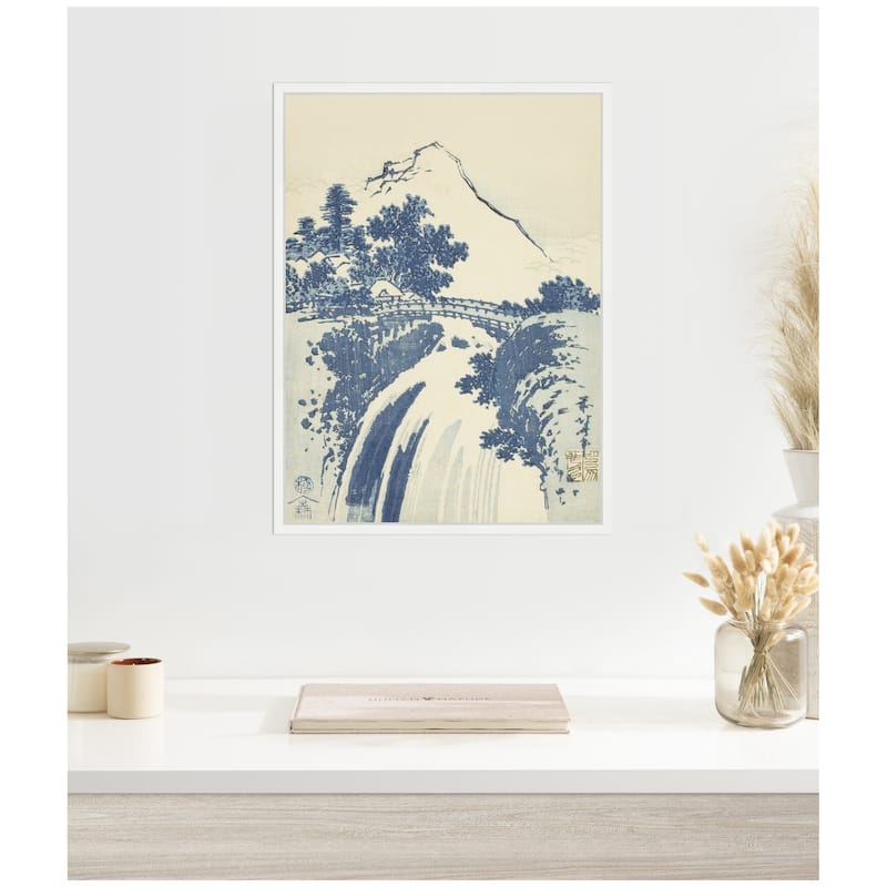 Kate and Laurel Sylvie Katsushika Hokusai Landscape with Waterfall 1831 Framed Canvas by The Art Institute of Chicago
