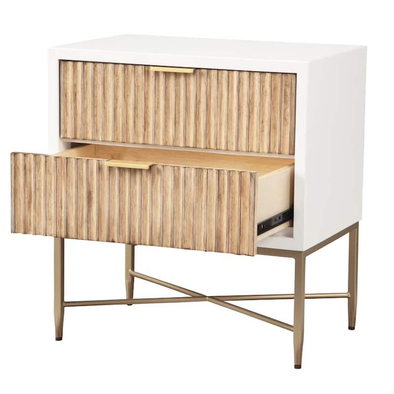 Origins by Alpine Larsen 2 Drawer Wood Nightstand