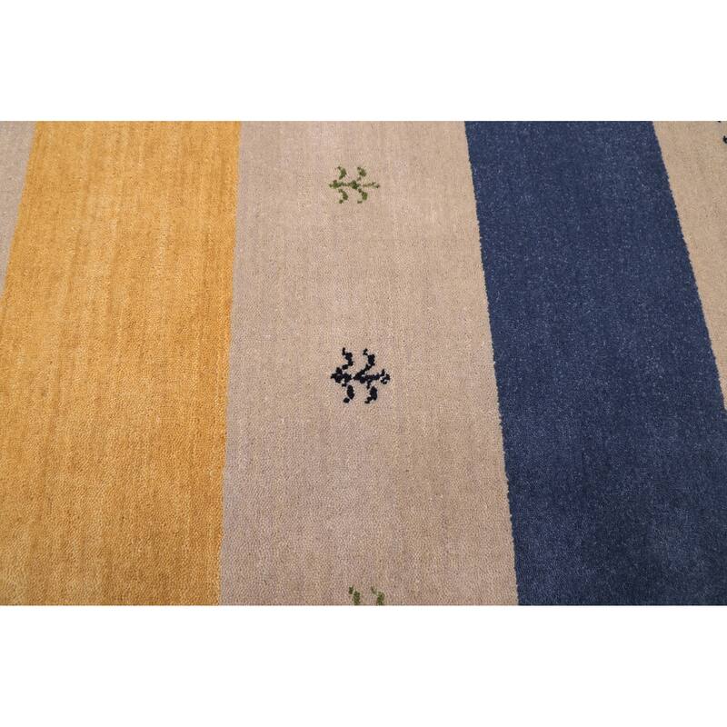 ECARPETGALLERY Hand Loomed Kashkuli Gabbeh Grey, Navy Wool Rug - 6'7 x 9'9