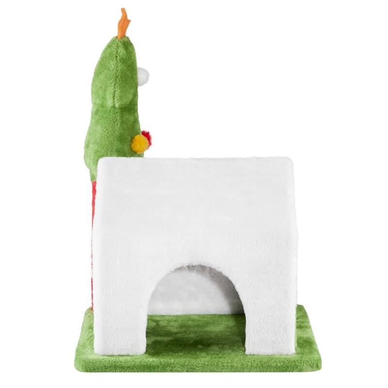 24-Inch Cat Tree House With Dual Platforms With Christmas Tree - N/A