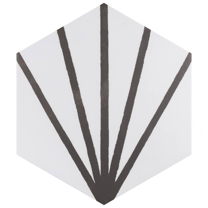 Merola Tile Horizon Dawn Hex Nero 7-3/4" x 9" Porcelain Floor and Wall Tile