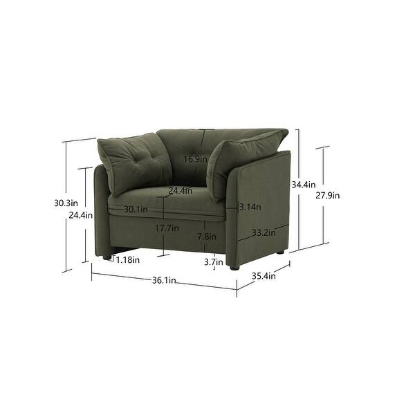 dimension image slide 0 of 2, Modern Style Chenille Oversized Armchair Accent Chair Single Sofa Lounge Chair for Living Room, Bedroom