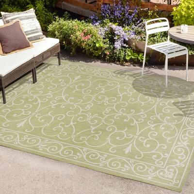 JONATHAN Y Madrid Vintage Filigree Textured Weave Indoor/Outdoor Area Rug