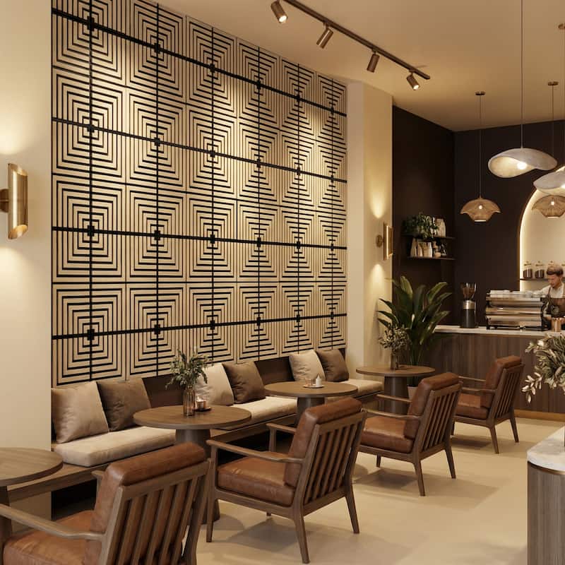 23.6" x 23.6" Wood Geometric Acoustic Wall Panels for Ceiling and Wall Decor, 4-Pack (15 sq ft) - Oak