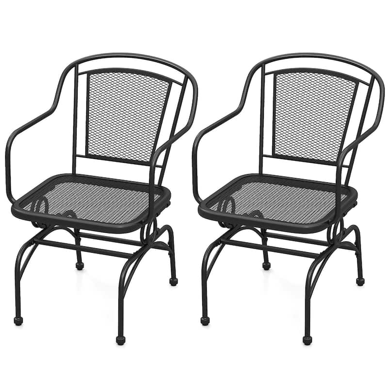 2-Piece Outdoor Rocking Chair Set with Breathable Mesh Seat Metal Patio Chairs with Armrest - 24" x 21.5" x 33.5"