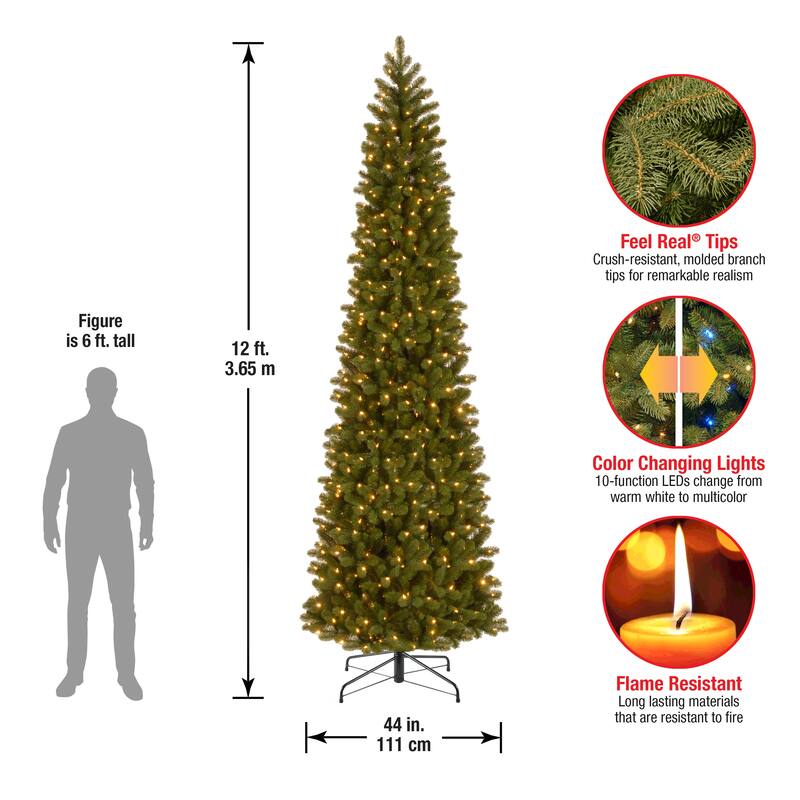 National Tree Company 12 ft. Downswept Douglas Firl Slim Tree with Dual Color LED Lights - 12ft.
