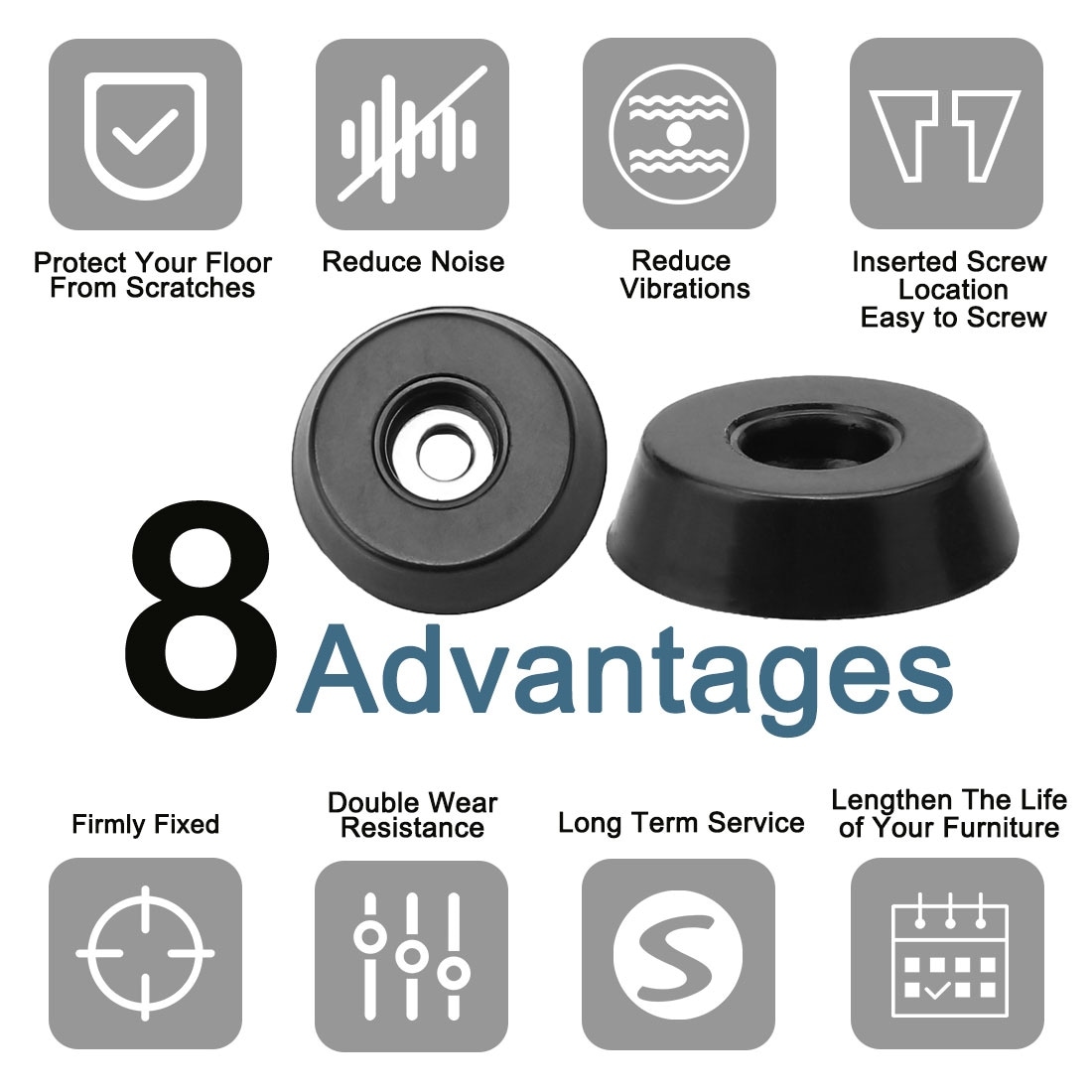 20 Rubber Feet Bumpers Floor Table Desk Furniture Buffer Pad Protection w//Screw