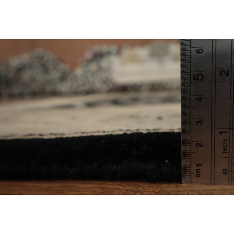 Hand Knotted Oriental 100% Wool Carpet Traditional Floral Black Agra Area Rug - 8' 7'' X 5' 9''