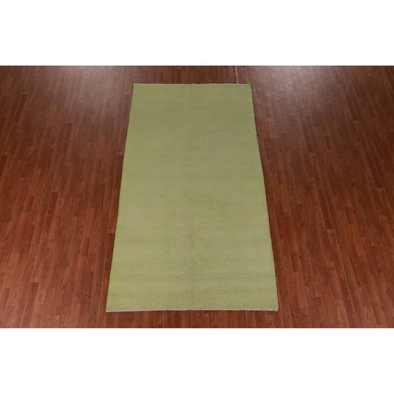 Hand Knotted Oriental 100% Wool Carpet Modern Solid Green Gabbeh Area Rug - 9' 8'' X 5' 3''