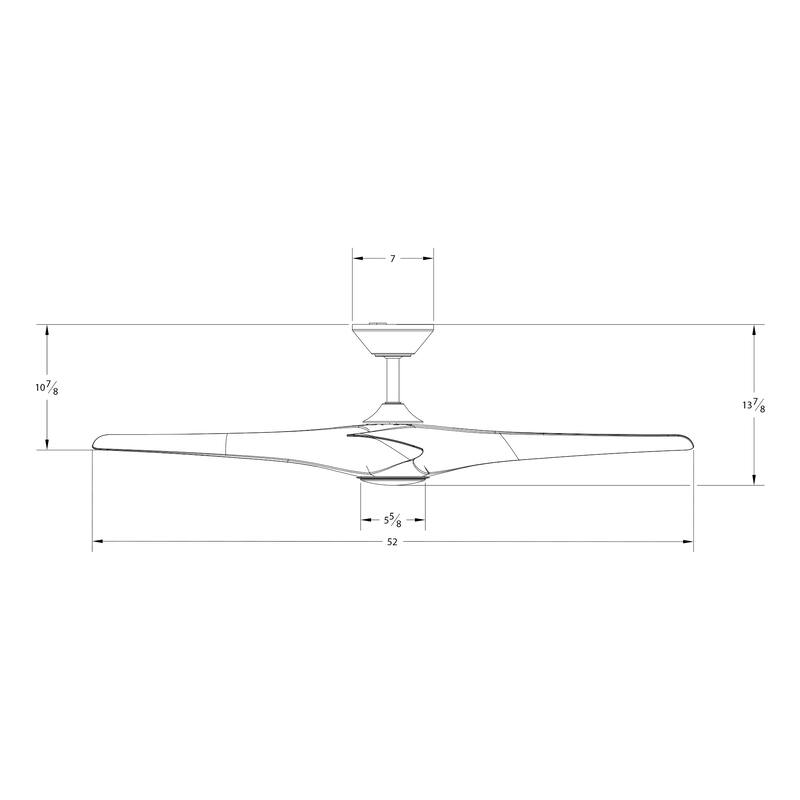 Zephyr Indoor and Outdoor 3-Blade Smart Ceiling Fan 52in with 3000K LED Light Kit and Remote Control with Wall Cradle