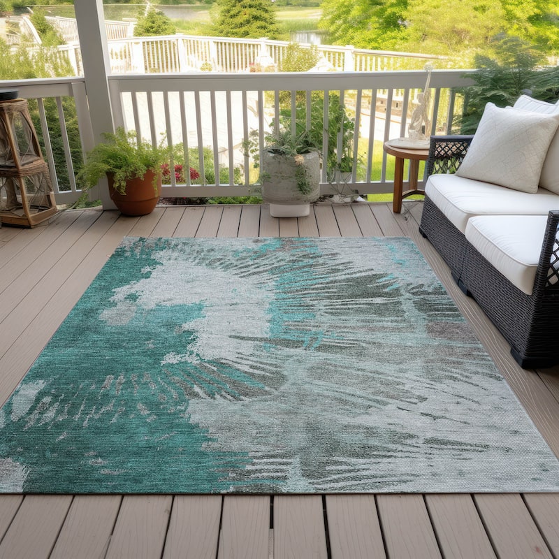 Machine Washable Indoor/ Outdoor Chantille Modern Burst Rug