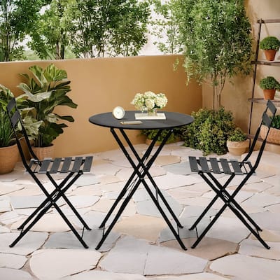 EROMMY 3-Piece Bistro Set Outdoor Patio Furniture, Foldable Garden Table and Chairs, Rust-Resistant, Lightweight for Balcony