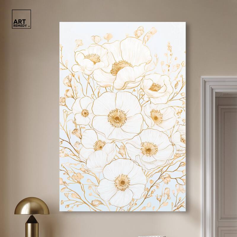 White and Gold Poppies II Canvas by Art Remedy, Gallery Wrapped