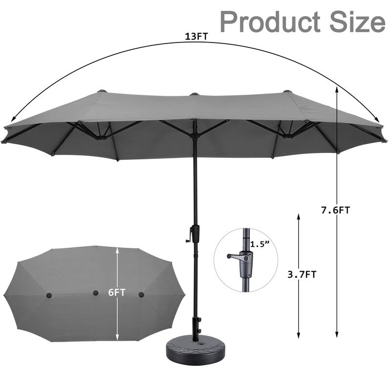 Autlaycil 13 ft Patio Umbrella with Crank Outdoor Umbrella with Base