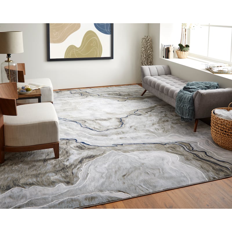 Javers Abstract Modern Area Rug - 5'-2" x 7'-2" - Taupe Gray