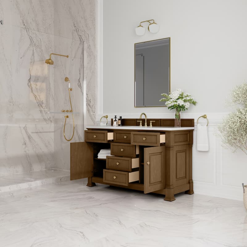 Brookfield 60S" Single Vanity, Honey Oak