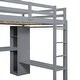 preview thumbnail 10 of 8, Grey Full Wood Loft Bed with Wardrobe, L-shaped Desk and Storage Shelves