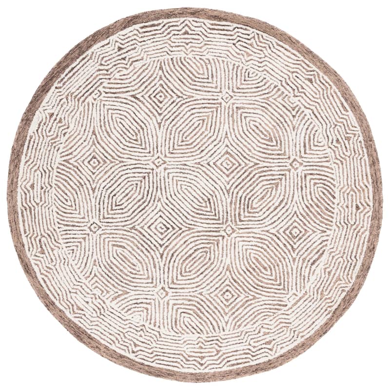 SAFAVIEH Handmade Abstract Arxhira Modern Wool Rug - 6' Round - Beige/Ivory