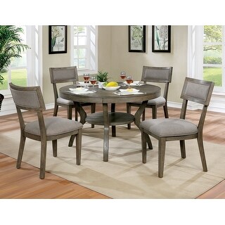 Rustic 5-Piece Solid Wood Dining Table Set with Shelf and 4 Chairs ...