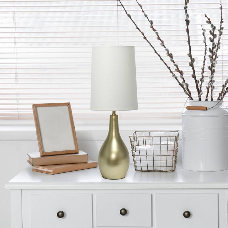 Hourglass LED Table Lamp with Round Drum Shade - 19.5" - Gold