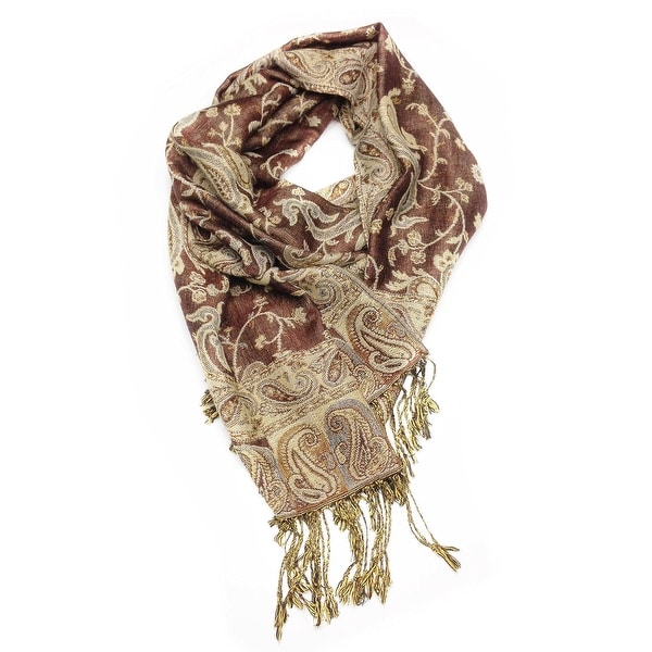 Reversible Paisley Pashmina Shawl Wrap Elegant Colors - 72" x 27". Opens flyout.