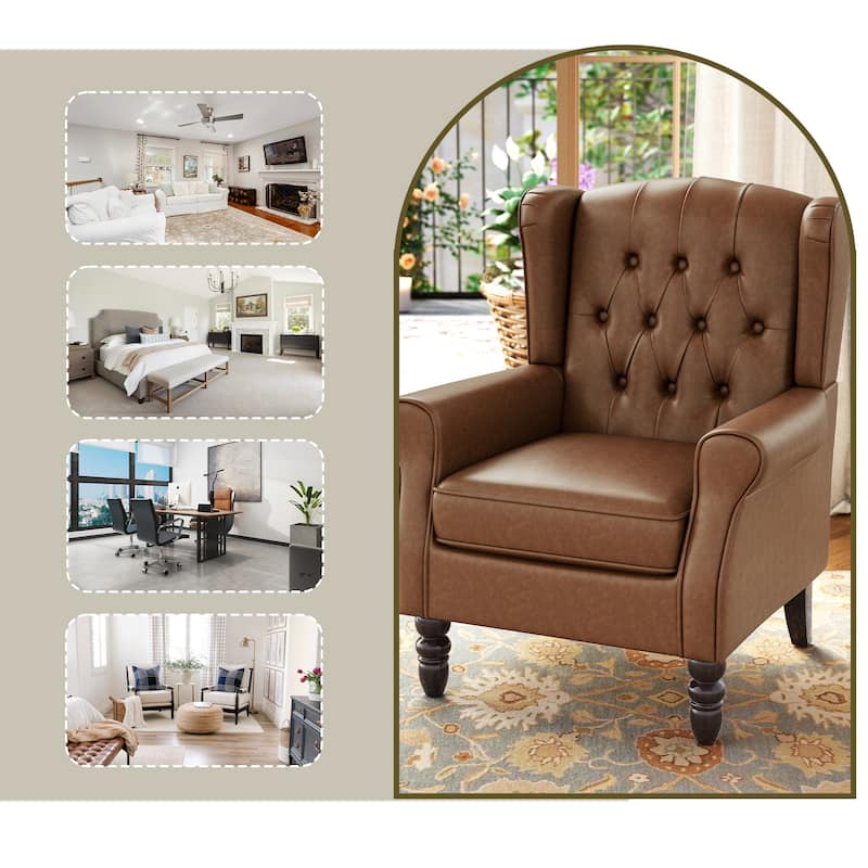 Modern Classic Button Tufted Accent Chair Upholstered Armchair
