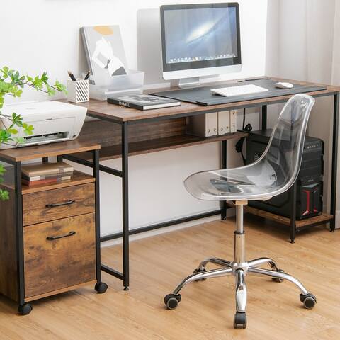 Rolling Acrylic Armless Office Chair Height Adjust Swivel Vanity Chair