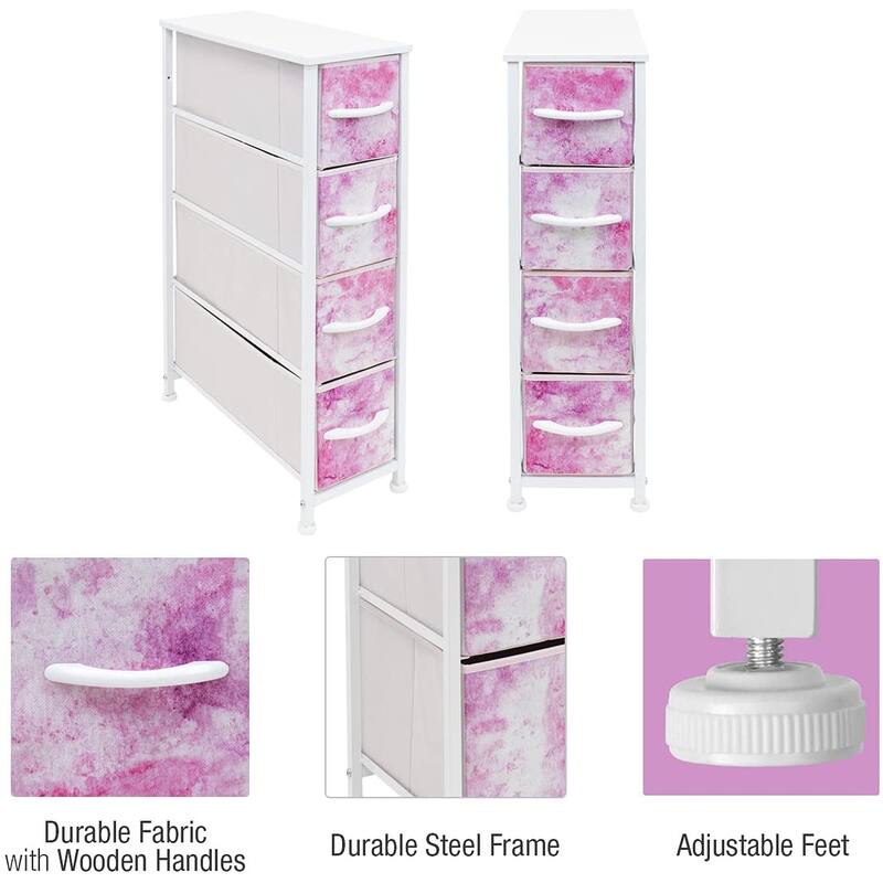 Narrow Dresser Tower with 4 Drawers - Vertical Storage for Bedroom