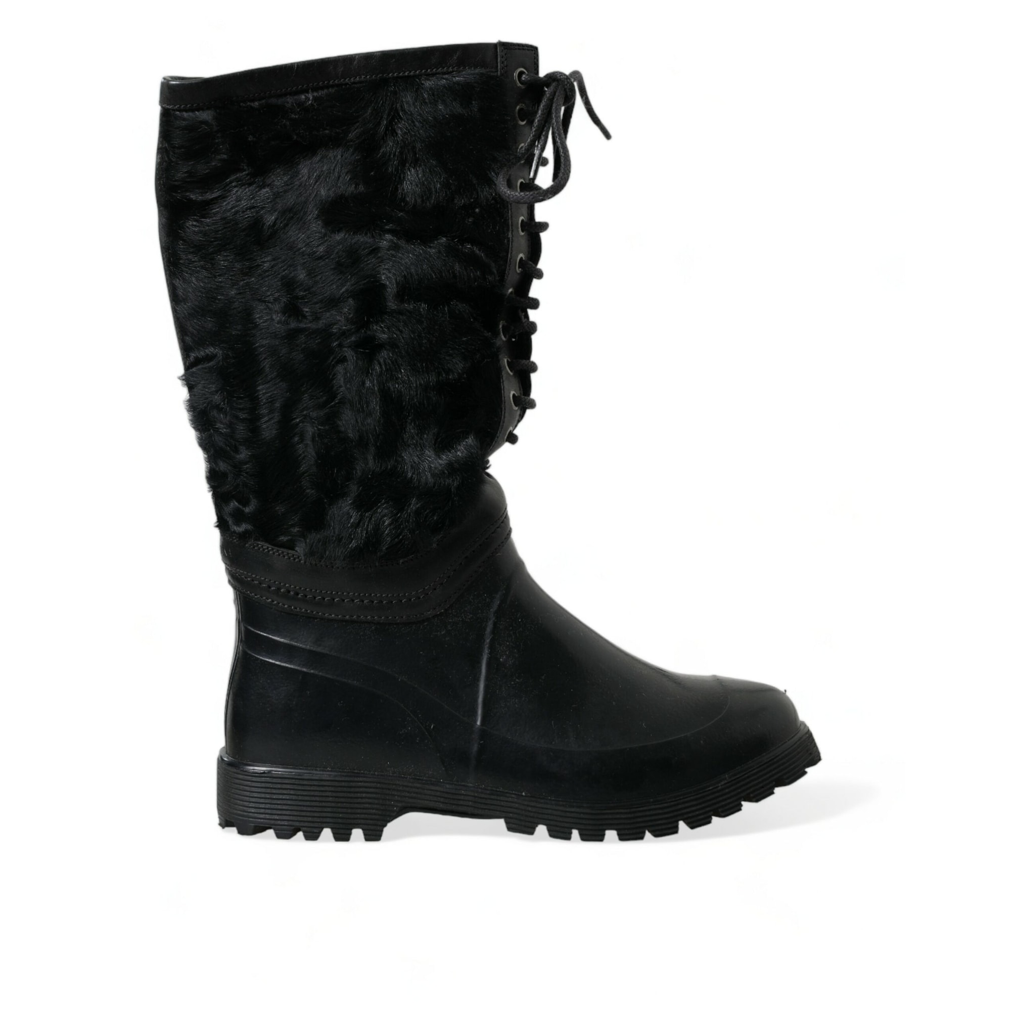 Dolce & Gabbana Sleek Black Shearling Mid Calf Men display picture 1