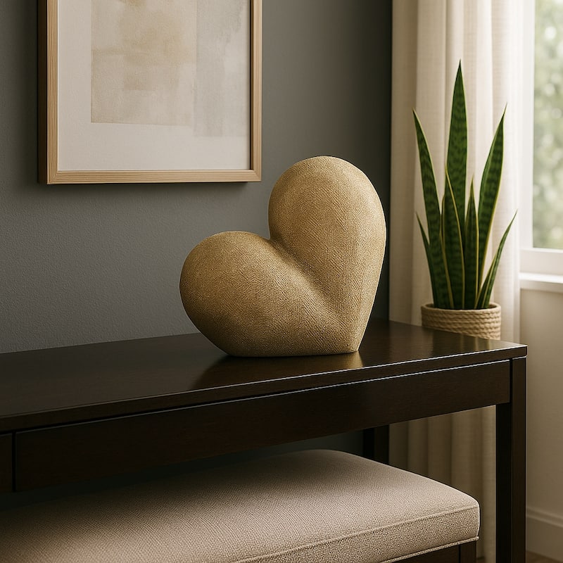 Modern Stone Ceramic Geometric Heart Sculpture