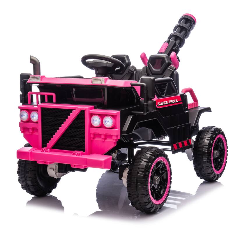 24V 3-Seater Kids Electric Ride-On Car for Ages 3-8, Remote Control with Water Gun & Bluetooth - Pink
