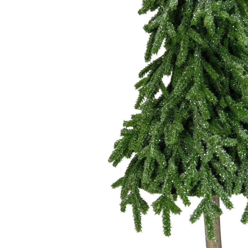 29.5-Inch Downswept Iced Artificial Christmas Tree Wood Base - Unlit - 29.5"