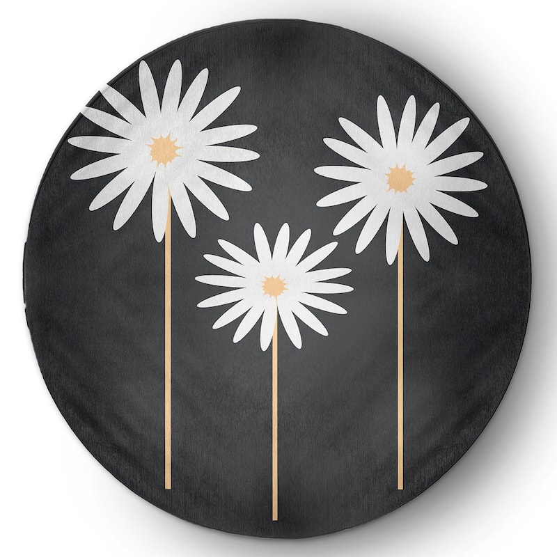 Floral Print Spring Chenille Indoor/Outdoor Rug - Pepper - 5' Round