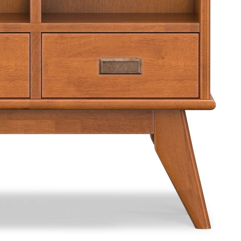 WYNDENHALL Tierney 42"Wide Solid Hardwood Mid-Century Storage Bookcase in Teak Brown -  42" W x 15.5" D x 58" H