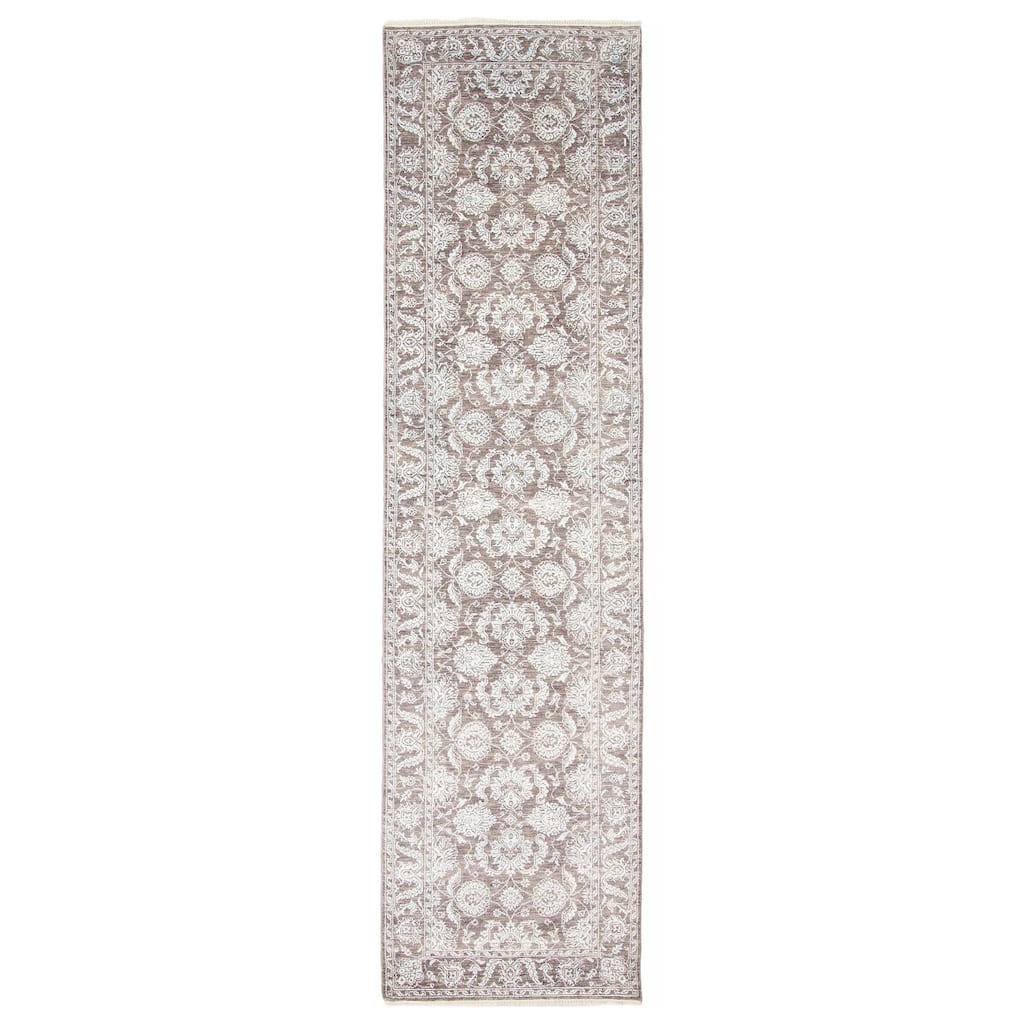 ECARPETGALLERY Hand-knotted Heritage Dark Grey Silk, Wool Rug - 2' 8" x 10'