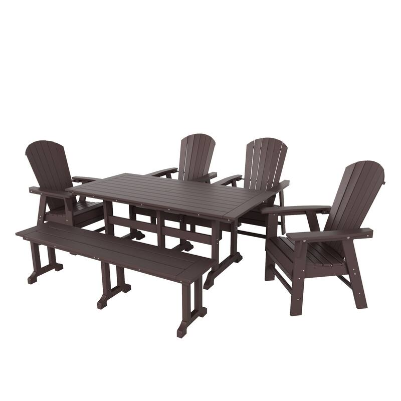 Altura 6-Piece Rectangular Poly Eco-Friendly All Weather Outdoor Dining Set with Bench