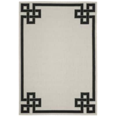 Sacramento Beige Black Border Outdoor Casual Area Rug