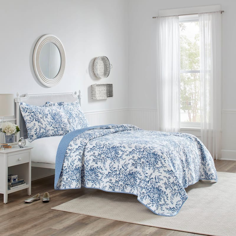 Laura Ashley Bedford Cotton Reversible Quilt Set