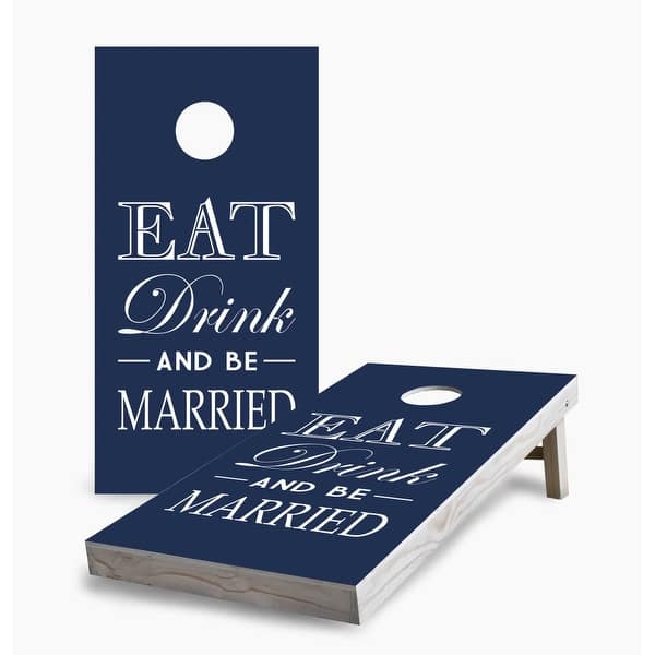 slide 2 of 7, Eat, Drink, and Be Married Cornhole Game (Choose Wraps or Boards) 2x4 Boards (24" x 48") - Include ALL Accessories