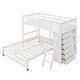 preview thumbnail 9 of 11, Twin Over Full Bunk Bed Wheels Bottom Bed w6 Drawers, 3 Shelves,White