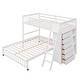 preview thumbnail 6 of 12, Twin Over Full Wood Bunk Bed With Drawers And Shelves, White